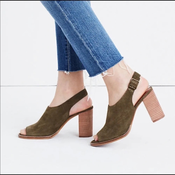 Madewell Shoes - Madewell Green Suede Slingback Cary Sandal
